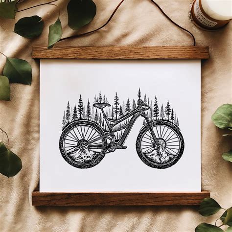 Forested Bicycle Art Print Wanderlust Wall Art Bicycle Lover - Etsy