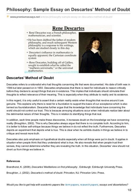 Essays descartes method doubt