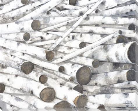 Birch Logs II Wrapped Canvas Giclee Print Wall Art - Wall Decor - Artwork