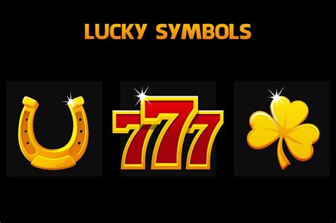 Lucky symbols - seven, clover and horseshoe. Golden icons for slots and ...