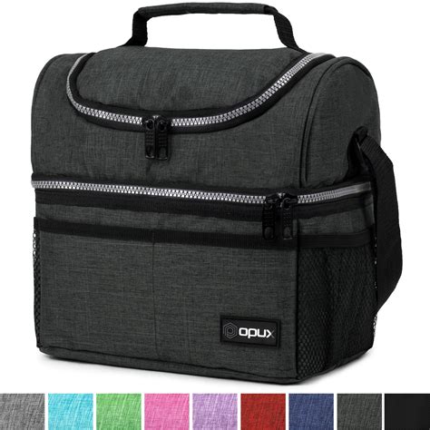 Insulated Dual Compartment Lunch Bag for Men, Women | Double Deck ...