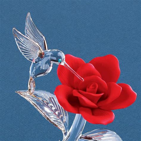 Glass Baron Hummingbird W/rose Red Figurine - Etsy