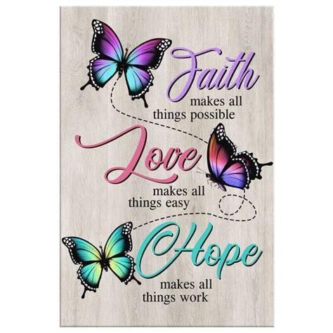 Faith Hope Love, Butterflies, Wall Art Canvas | Lebensweisheiten ...