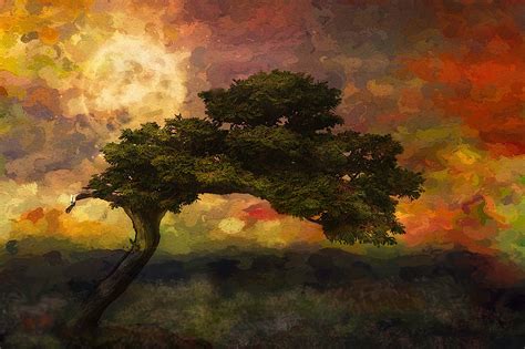 Green tree painting, nature, landscape, trees, artwork HD wallpaper ...