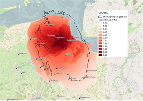 Seismological hazard map of Groningen (Netherlands) - Vivid Maps