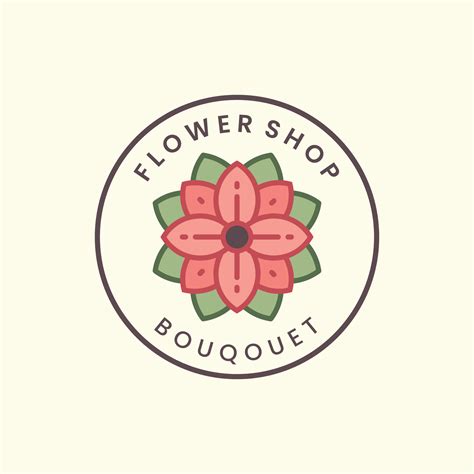 flower shop with vintage color and emblem style logo icon vector ...