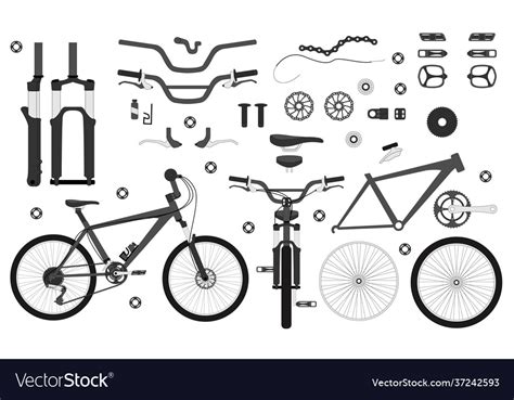 Road bicycle parts and accessories silhouette set Vector Image