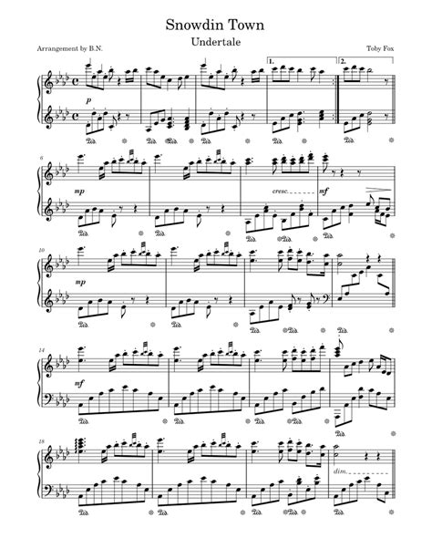 Snowdin Town (Undertale) Sheet music for Piano (Solo) | Musescore.com