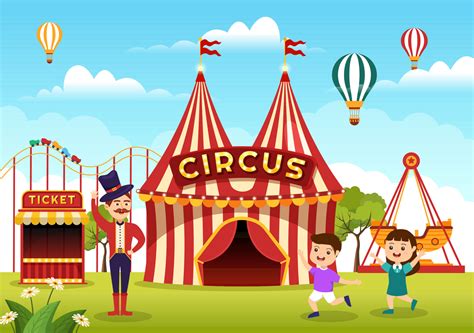 Circus Template Hand Drawn Cartoon Flat Illustration with Show of ...