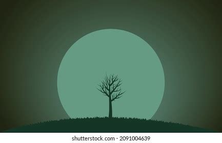 Tree Night Tree Silhouette Stock Vector (Royalty Free) 2091004639 ...