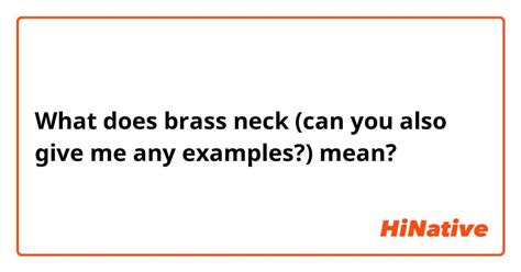 What is the meaning of "brass neck (can you also give me any examples ...