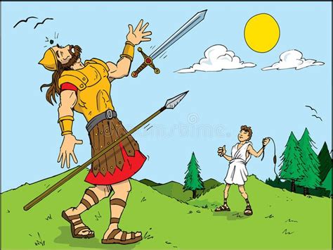 Cartoon of Goliath defeated by. David. Bible story , #Aff, #defeated, # ...