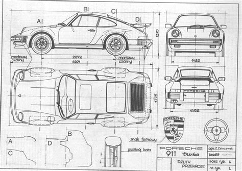 Porsche 911 Turbo Blueprint - Download free blueprint for 3D modeling