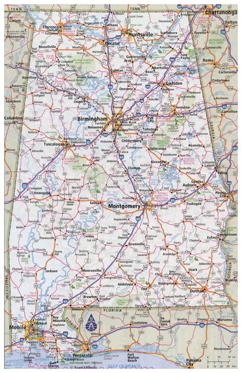 Large detailed road map of Alabama with all cities | Vidiani.com | Maps ...