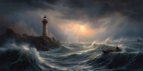 Printable Storm Lighthouse Oil Painting by DigitalPaintingsNL on DeviantArt