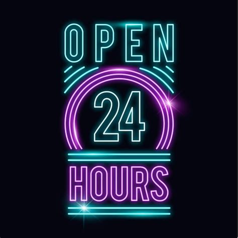 Free Vector | Neon 'open 24 hours' sign