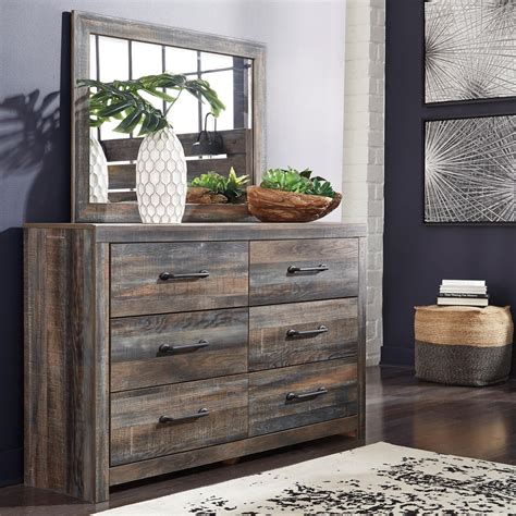 Signature Design by Ashley Drystan Rustic 6-Drawer Dresser and Mirror ...