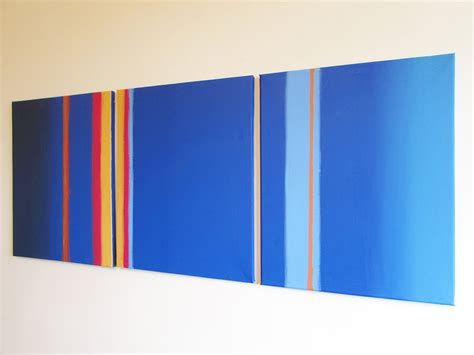 Linear abstract art Blue 3 piece wall art abstract