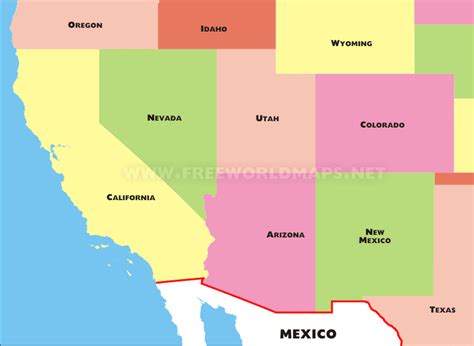 Southwestern US political map - by freeworldmaps.net