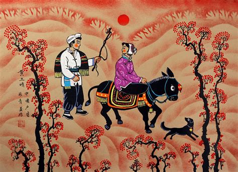 Donkey Couple - Chinese Folk Art Painting - Asian Artwork