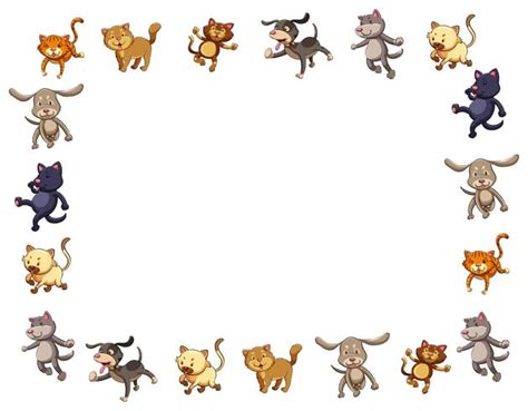 Border template with cute cats and dogs 431090 Vector Art at Vecteezy