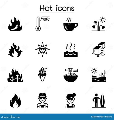 Set Of Heat Related Vector Icons. Contains Such Icons As Heating ...