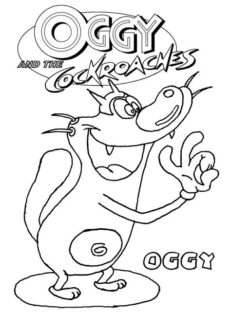 Smiling Oggy Coloring Page - Free Printable Coloring Pages for Kids