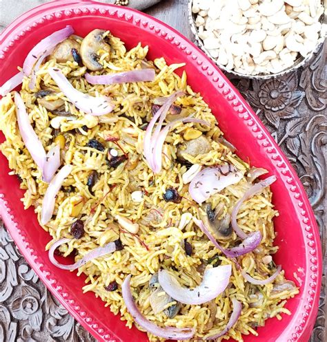 Instant Pot Mushroom Biryani - Shahi Biryani - Fast Curries