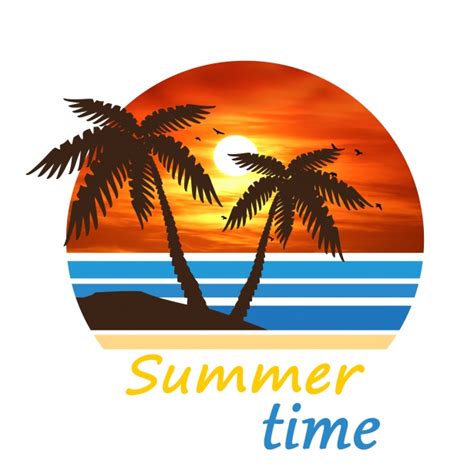 Sunset Beach Summer Logo Free Stock Photo - Public Domain Pictures