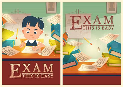 Boy solve test pass exam in school cartoon posters 14438678 Vector Art ...