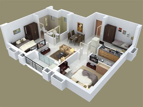 25 Three Bedroom House Apartment Floor Plans