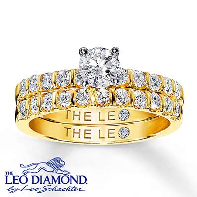 kay jewelers diamond bridal set 1 ct tw round cut 14k yellow gold rings