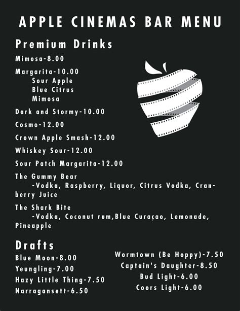 ArtStation - Apple Cinemas Bar Menu