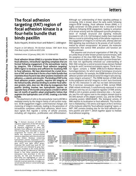 (PDF) The focal adhesion targeting (FAT) region of focal adhesion ...