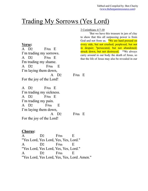 8+ Trading My Sorrows Chords Pdf - NikkittaAndres