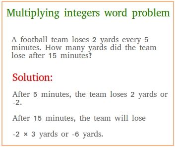 Multiplying Integers Word Problems