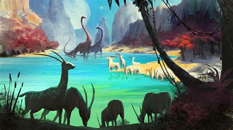 digital art, Nature, Landscape, Prehistoric, Dinosaurs, Animals ...