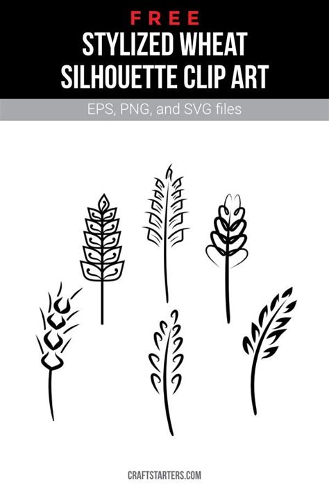 Free Stylized Wheat Silhouette Clip Art | Silhouette clip art, Clip art ...