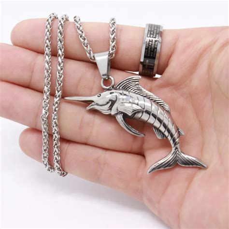 Stainless Steel Beak shark Pendant Necklace Men Jewelry Sea Animal ...