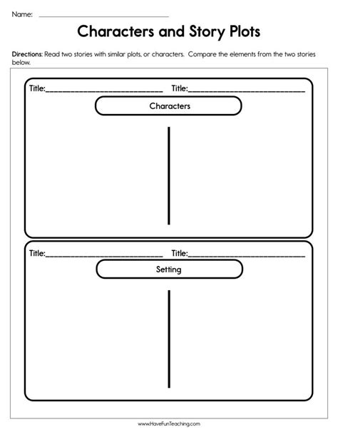 Characters and Story Plots Worksheet by Teach Simple