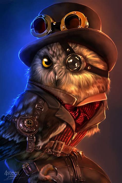 Steampunk owl Art Print by 4steex | Steampunk animals, Steampunk ...