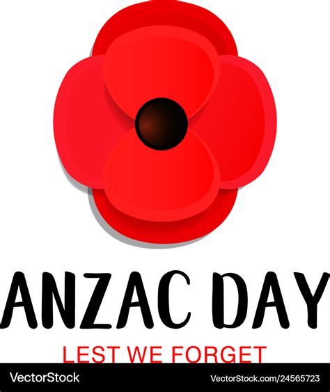 Anzac day card paper cut red poppy flower Vector Image