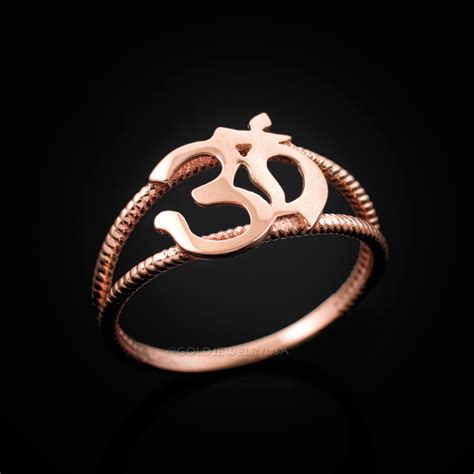 Rose Gold Om Symbol Dainty Yoga Ring