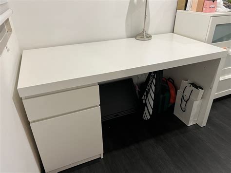 IKEA MALM - Desk, White, 140x65 cm, Furniture & Home Living, Furniture ...