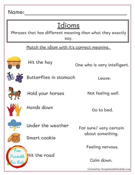 Language Art: Idioms Worksheets for Third Grade in 2021 | Idioms and ...