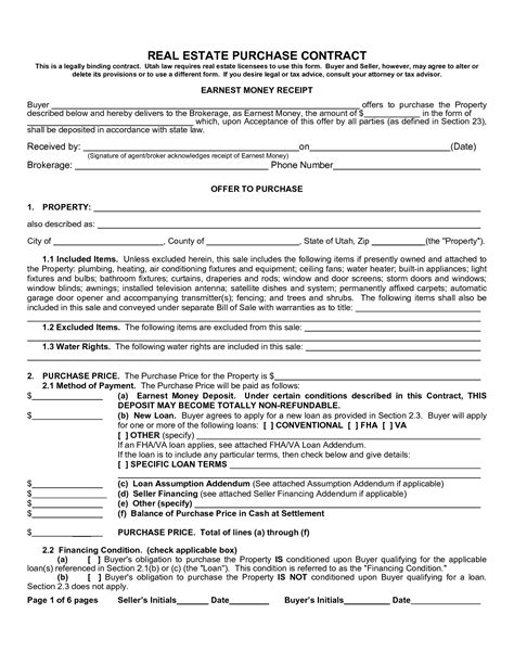 Free Real Estate Purchase Agreement Form - Free Printable Documents