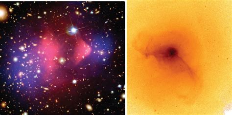 (left) The Bullet Cluster. Chandra detected X-ray emission in red ...