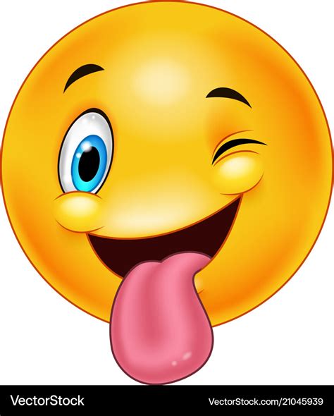 Smiley emoticon with stuck out tongue and winking Vector Image