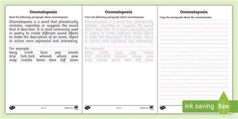 Onomatopoeia Handwriting Worksheet | Twinkl (teacher made)