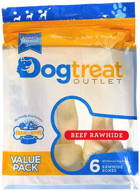 Dog Rawhide Bones for Small Dogs - 6 Pack